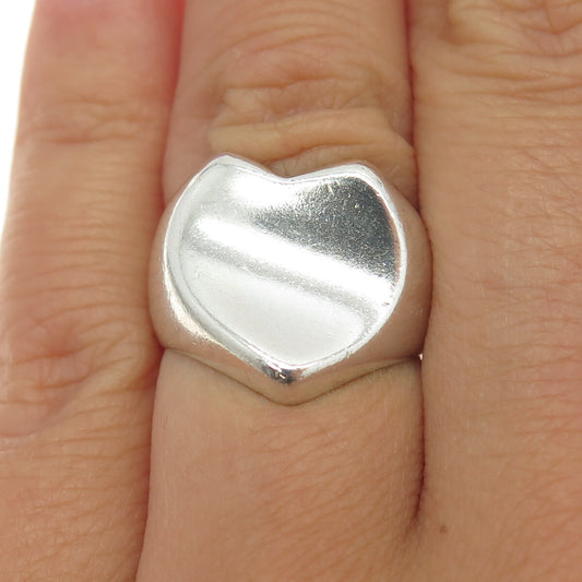 CHAPAL ZENRAY 925 Sterling Silver Vintage Modernist Heart Ring Size 6.25