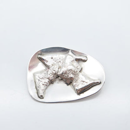 925 Sterling Silver Vintage Handmade Abstract Pin Brooch