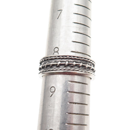 925 Sterling Silver Vintage Wire Oxidized Band Ring Size 8.5