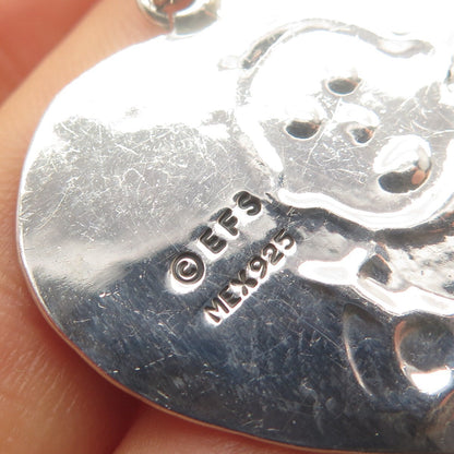 925 Sterling Silver Vintage Mexico EFS Baby w/ Spoon Heart Pendant