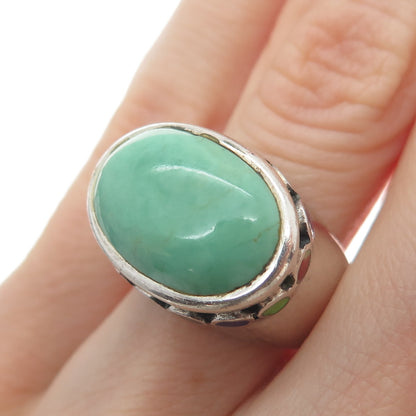 SIDNEY EVAN 925 Sterling Silver Vintage Real Turquoise Multi-Gem Ring Size 6.25