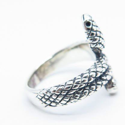 950 Silver Vintage Snake Ring Size 8.5
