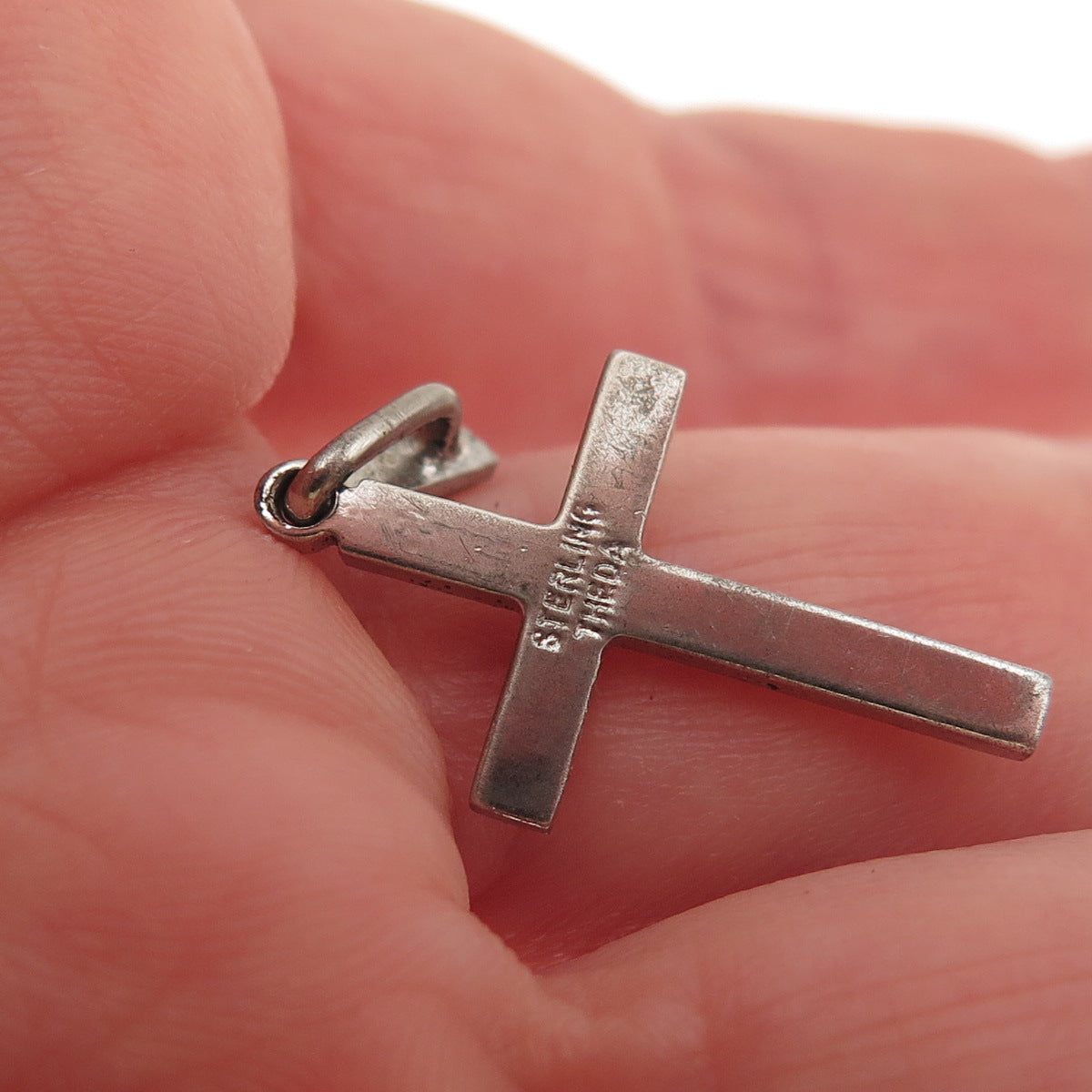 Theda 925 Sterling Silver Antique Art Deco Real Marcasite Cross Charm Pendant