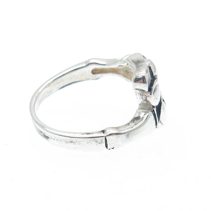 925 Sterling Silver Vintage Flower Oxidized Ring Size 7