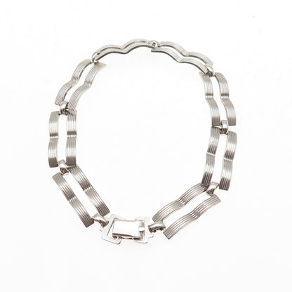 WRE W.E. Richards 925 Sterling Silver Vintage Razor Blade Link Bracelet 7"