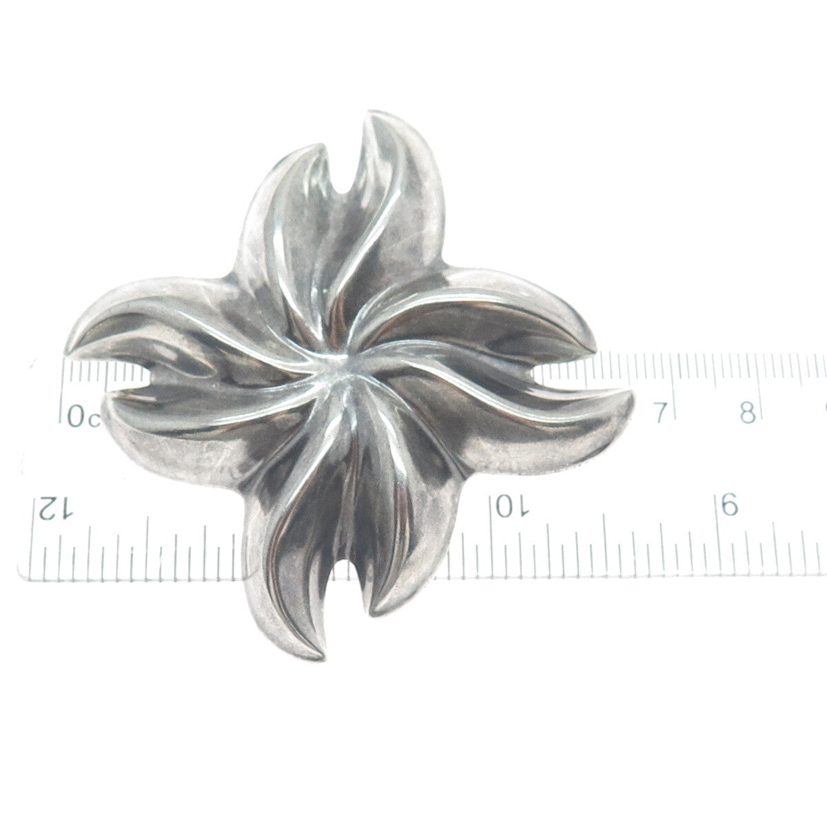 925 Sterling Silver Vintage Mexico Modernist Flower Oxidized Pin Pendant