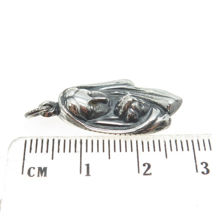 925 Sterling Silver Antique Art Deco St. Mary & Baby Jesus Religious Pendant