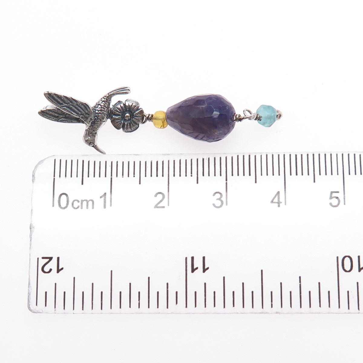 Le Papillon 925 Sterling Vintage Amethyst Citrine Aquamarine Hummingbird Pendant