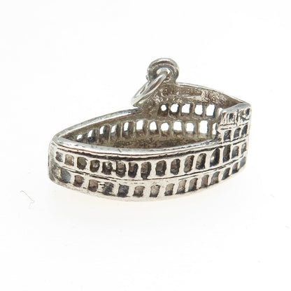 925 Sterling Silver Vintage Colosseum 3D Charm Pendant