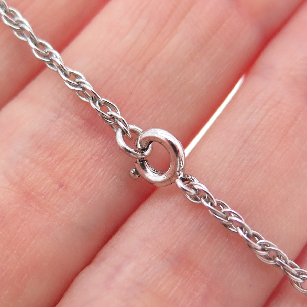 AM LEE 925 Sterling Silver Antique Art Deco Rhinestone Filigree Necklace 16"