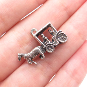 MAISELS INDIAN TRADING 925 Sterling Silver Vintage Carriage 3D Charm Pendant