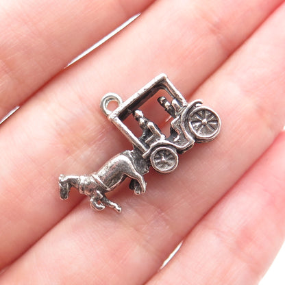 MAISELS INDIAN TRADING 925 Sterling Silver Vintage Carriage 3D Charm Pendant