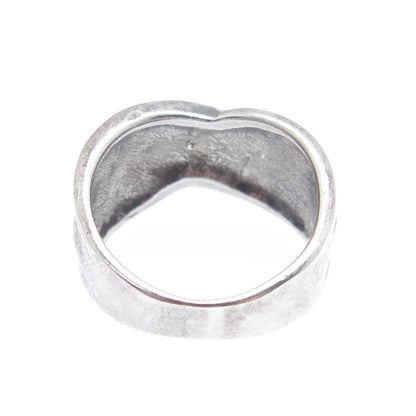 925 Sterling Silver Vintage Modernist Oxidized Ring Size 6.25