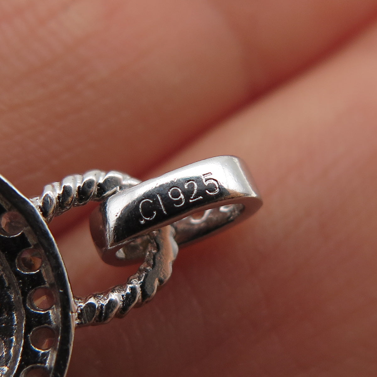 925 Sterling Silver 2-Tone Real Aquamarine & C Z Mini Charm Pendant