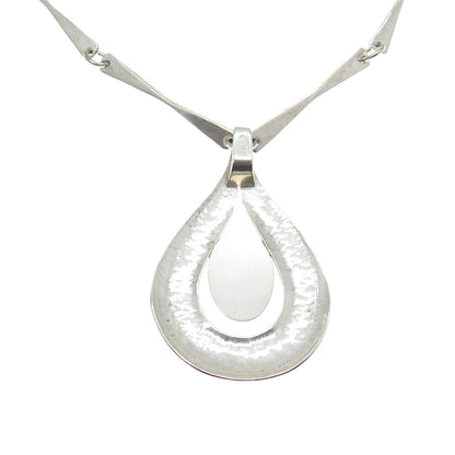 925 Sterling Silver Vintage Real Black Onyx Modernist Bar Chain Necklace 24"