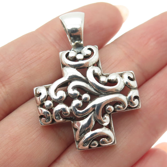 ATI 925 Sterling Silver Vintage Boho / Ethnic Cross Pendant