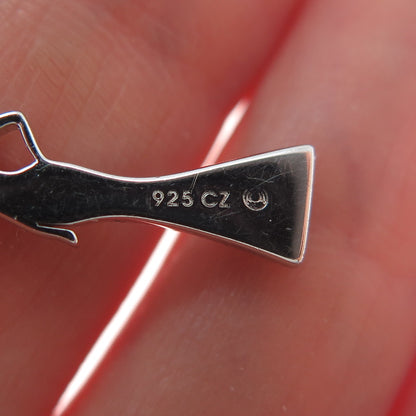925 Sterling Silver Round-Cut C Z Lady Gala Dress Minimalist Charm Pendant