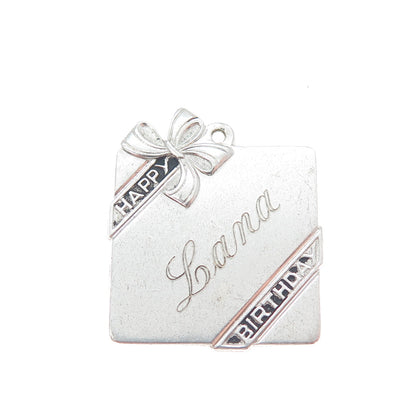 FORSTNER 925 Sterling Silver Vintage Engraved Lana Happy Birthday Pendant