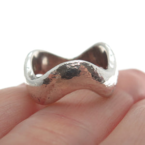 925 Sterling Silver Vintage Modernist Wavy Band Ring Size 6