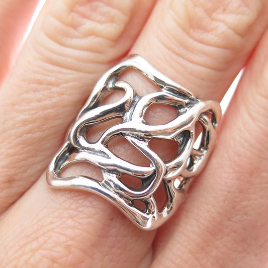 HAGIT GORALI 925 Sterling Vintage Israel Modernist Abstract Swirl Ring Size 7