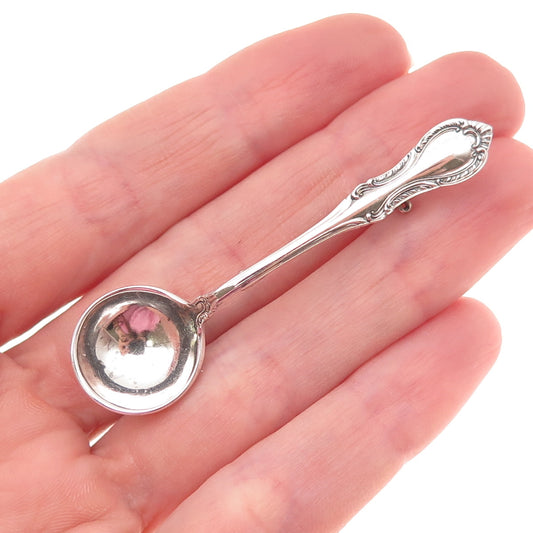 Fine Arts 925 Sterling Silver Antique 1945 Southern Colonial Spoon Pin Brooch