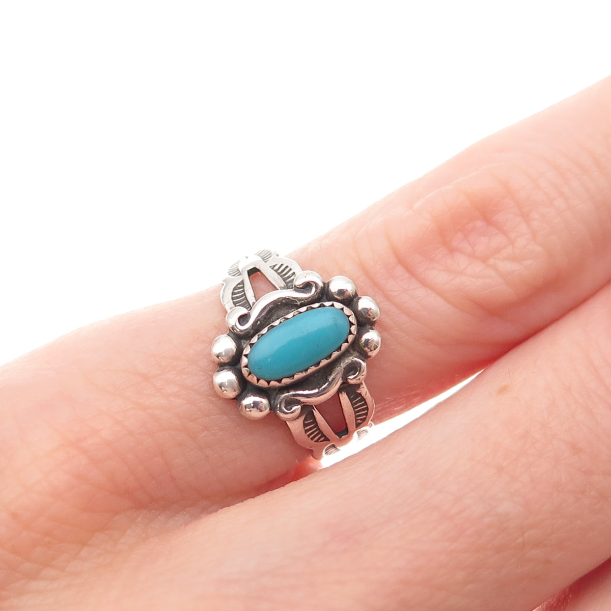 Bell Trading Post Old Pawn 925 Sterling Silver Vintage Turquoise Ring Size 3.25