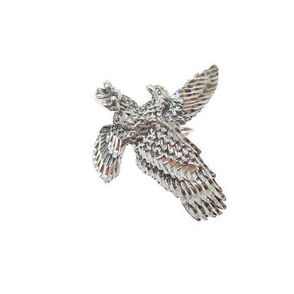 925 Sterling Silver Vintage American Eagle Oxidized Slide Charm Pendant