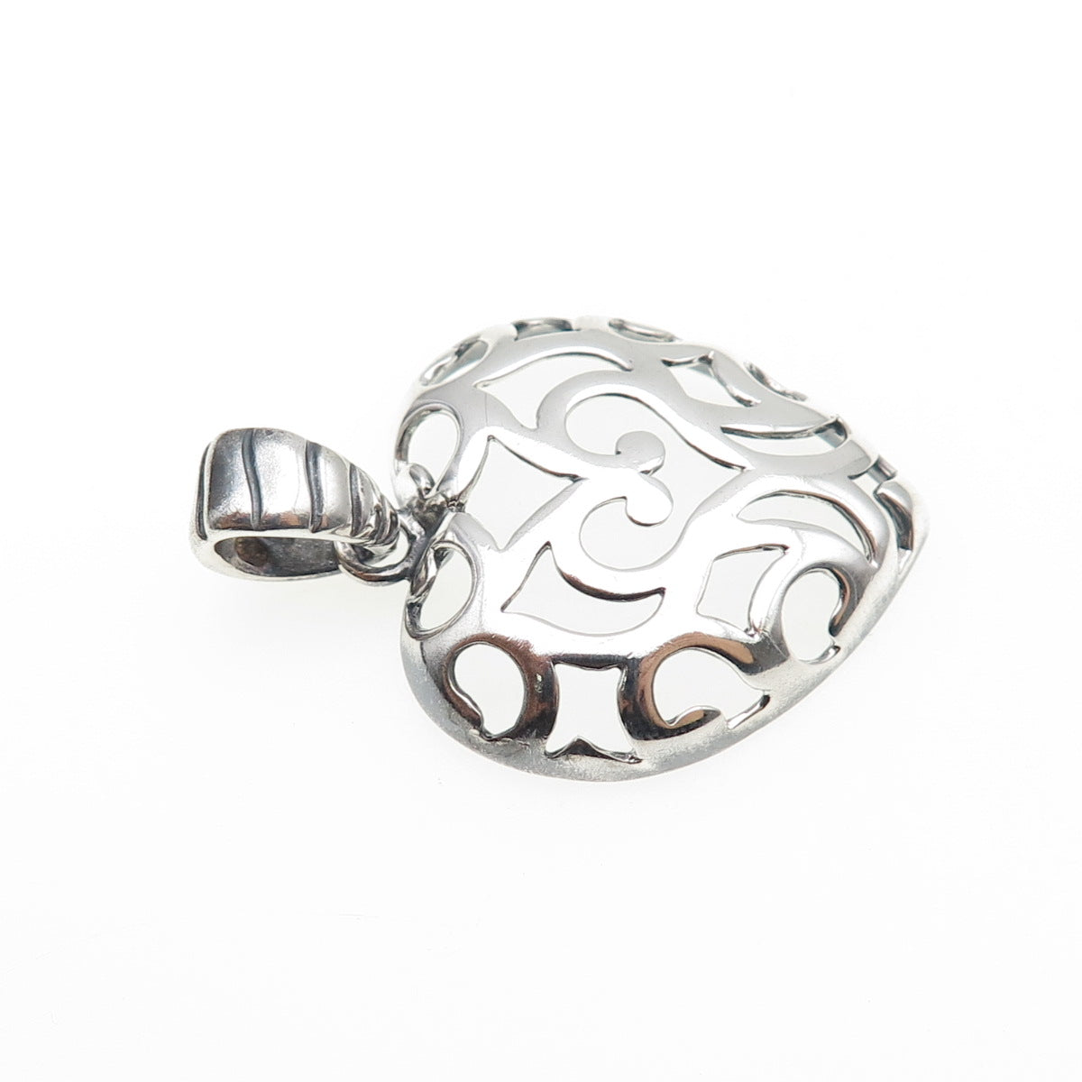 MILOR 925 Sterling Silver Vintage Italy Ornate Heart Oxidized Charm Pendant