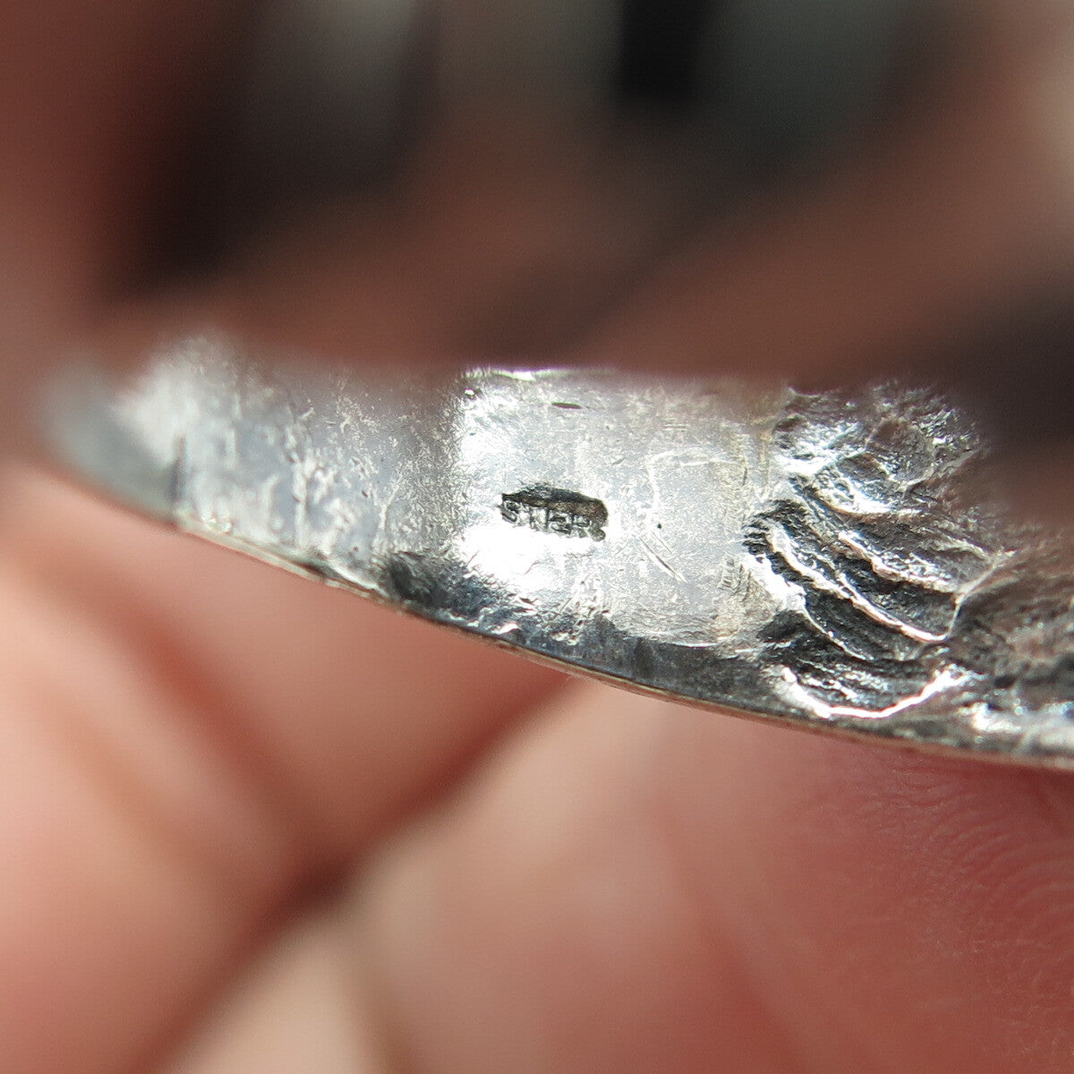 925 Sterling Silver Vintage Modernist Oxidized Ring Size 7.5