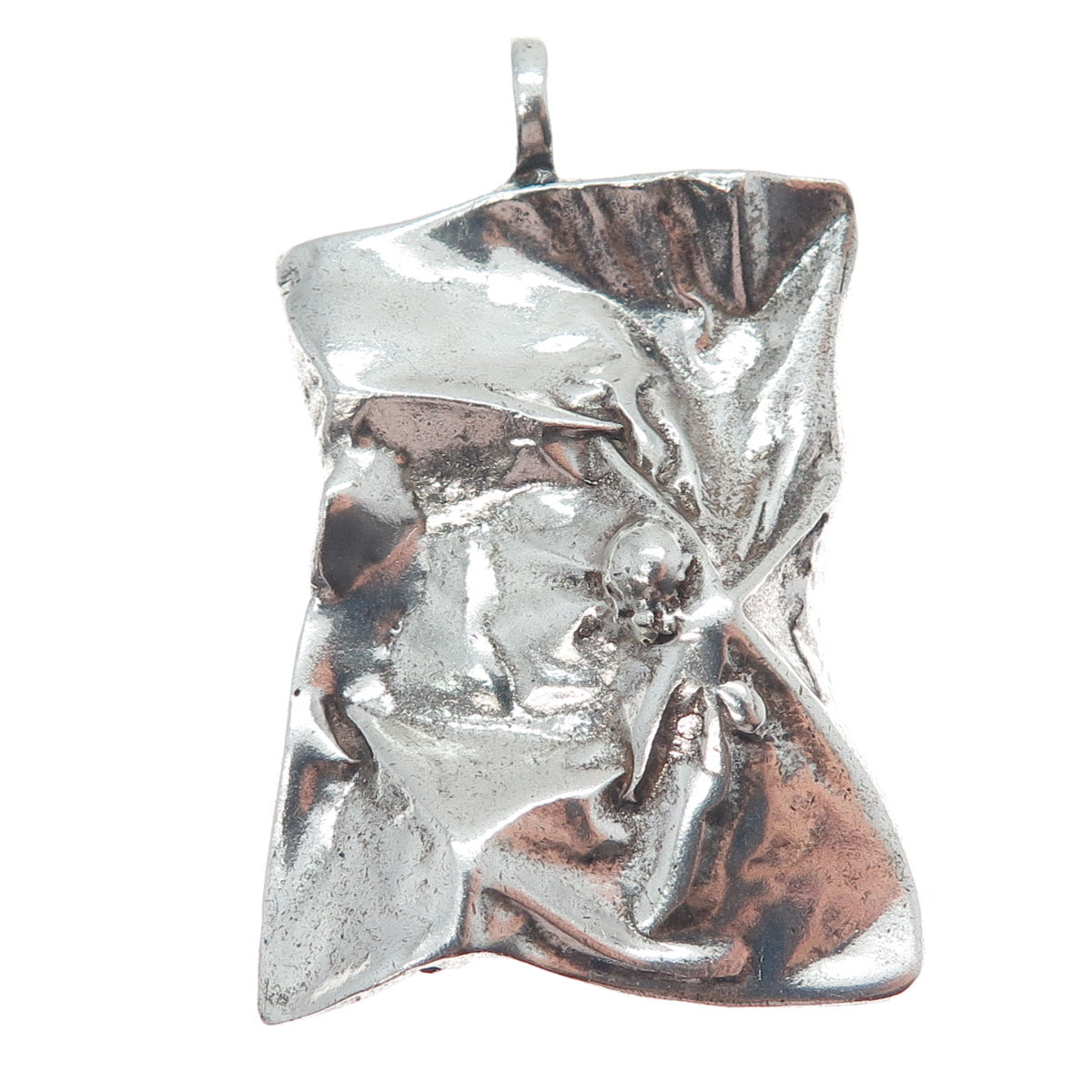 935 Silver Vintage Israel Modernist Oxidized Pendant