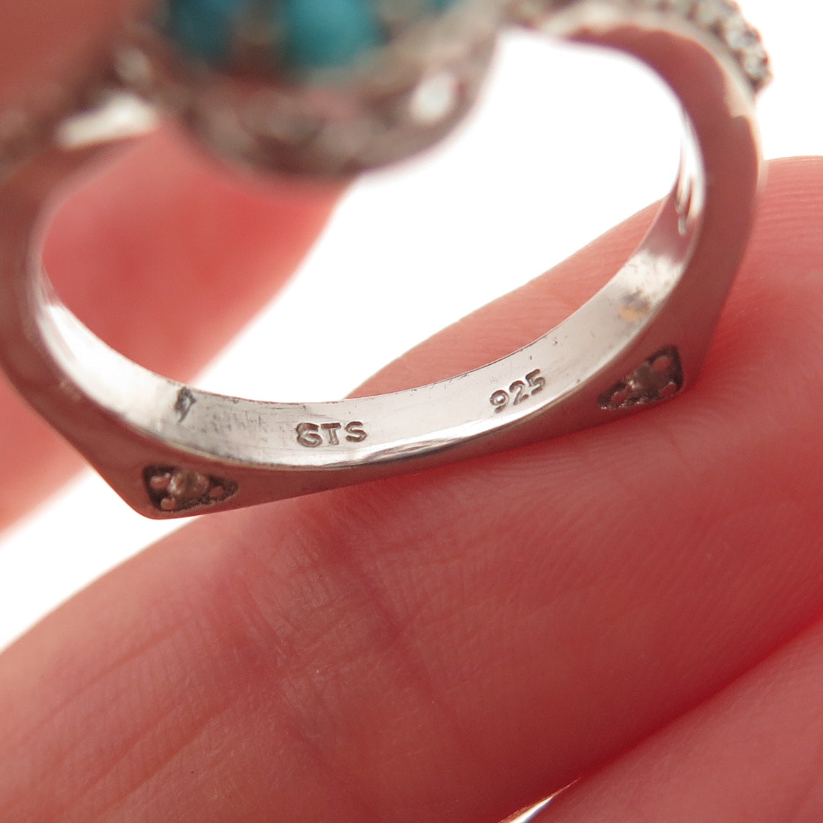 Chuck Clemency 925 Sterling Silver Real Turquoise Tanzanite Topaz Ring Size 8.25