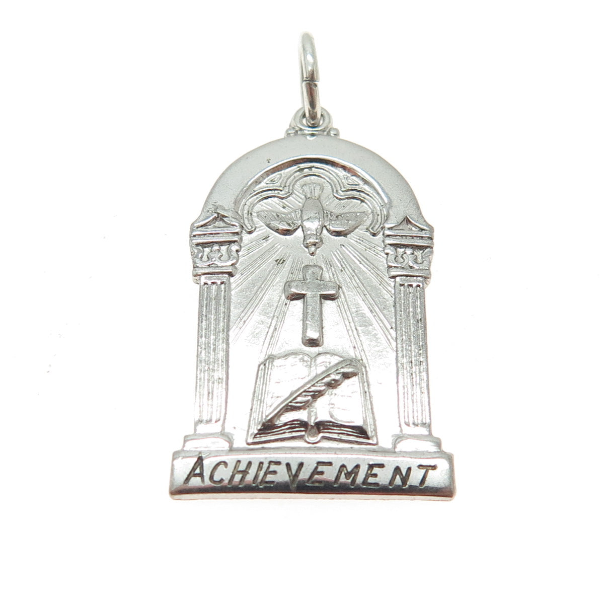 SK & F Sterling Silver Antique Art Deco "Achievement" Holy Spirt Charm Pendant