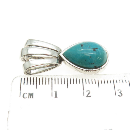 925 Sterling Silver Vintage S&G Real Pear-Cut Turquoise Modernist Pendant