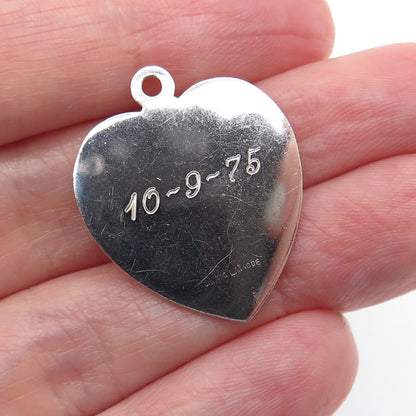 LAMODE 925 Sterling Silver Vintage Happy Anniversary Heart Tag Charm Pendant