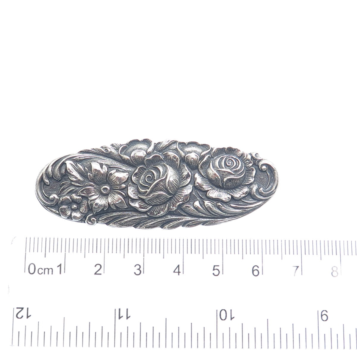 S. KIRK & SON 925 Sterling Silver Antique Repousse Flower Oxidized Brooch #12F