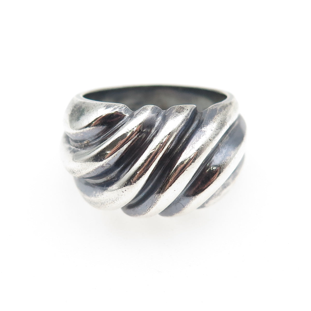 JOSEPH MASANIELLO 925 Sterling Silver Vintage Modernist Oxidized Ring Size 7.75