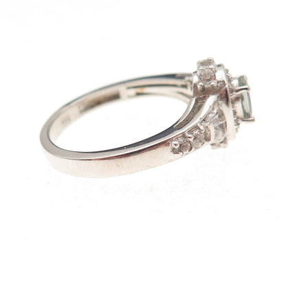 Chuck Clemency Sterling Silver Real Green Amethyst & White Topaz Ring Size 8.25