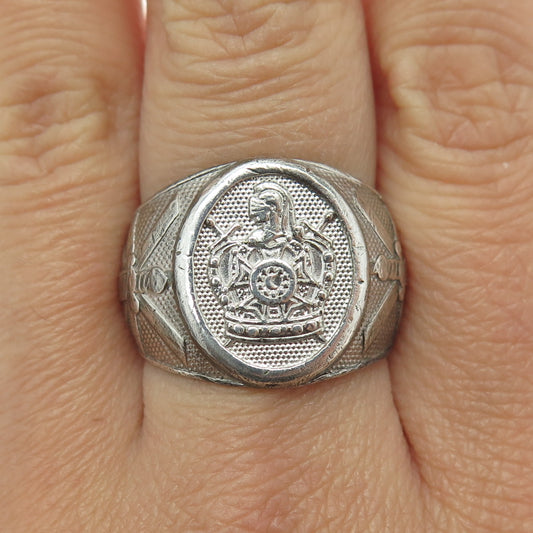 TCS Touchstone 925 Sterling Silver Vintage Knight Signet Ring Size 9.25