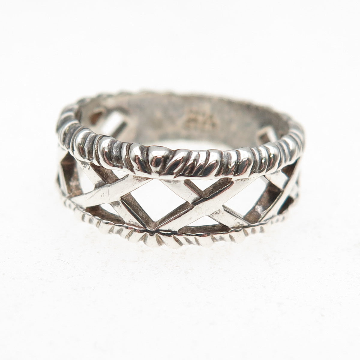 Dallas Museum of Art 925 Sterling Silver Vintage X-Shape Ring Size 6.25