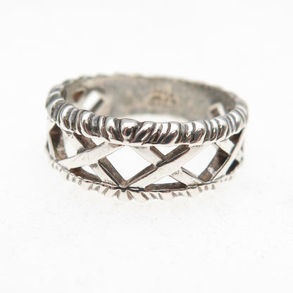 Dallas Museum of Art 925 Sterling Silver Vintage X-Shape Ring Size 6.25