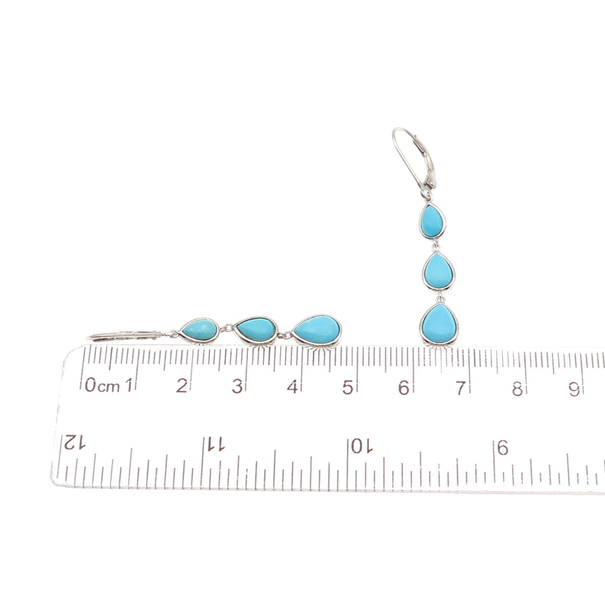925 Sterling Silver Real Sleeping Beauty Turquoise Drop Dangle Earrings