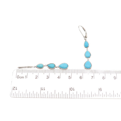 925 Sterling Silver Real Sleeping Beauty Turquoise Drop Dangle Earrings