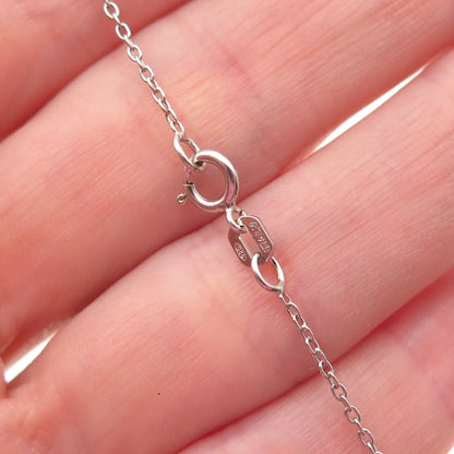 925 Sterling Silver Real Diamond Accent Trinity Heart Cable Chain Necklace 18"