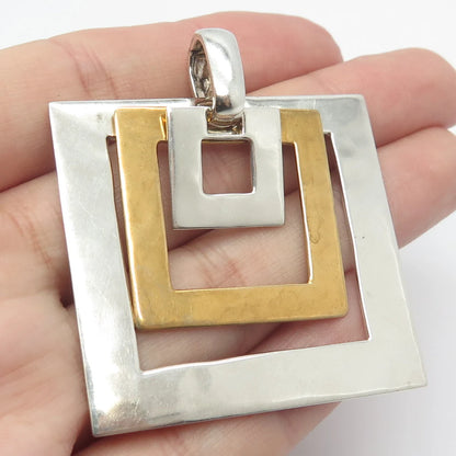 925 Sterling Silver 2-Tone Vintage Robert Lee Morris Open Triple Square Pendant