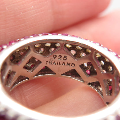 925 Sterling Silver ADI Lab-Created Sapphire & C Z Band Ring Size 5.25