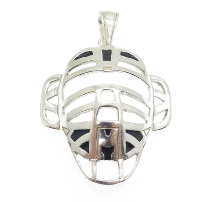 925 Sterling Silver Vintage Baseball Catcher's Mask Pendant