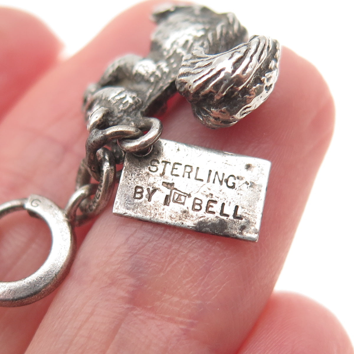 Bell Trading Post Sterling Antique Art Deco Squirrel Spring Ring Mini Pendant