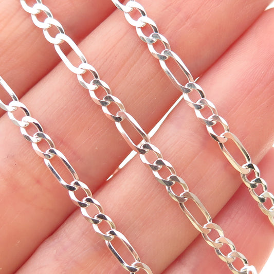 925 Sterling Silver Italy Figaro Chain Necklace 24"