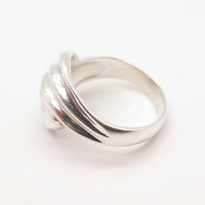 925 Sterling Silver Vintage Ribbed Ring Size 8.25