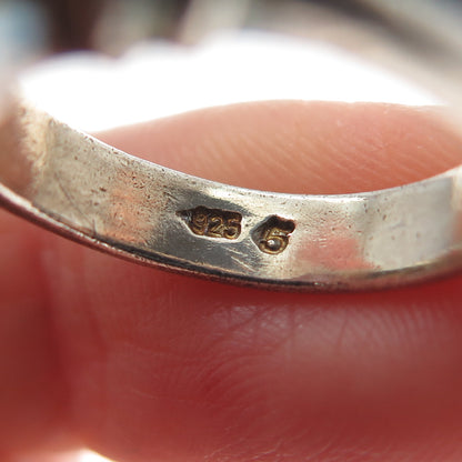 925 Sterling Silver Vintage Round-Cut Shaped C Z Oxidized Ring Size 5.25